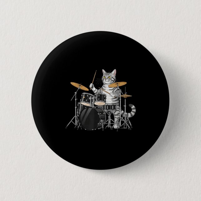 Cat Playing Drums Drumset Drumkit Drumming Drum Dr Knapp (Framsida)