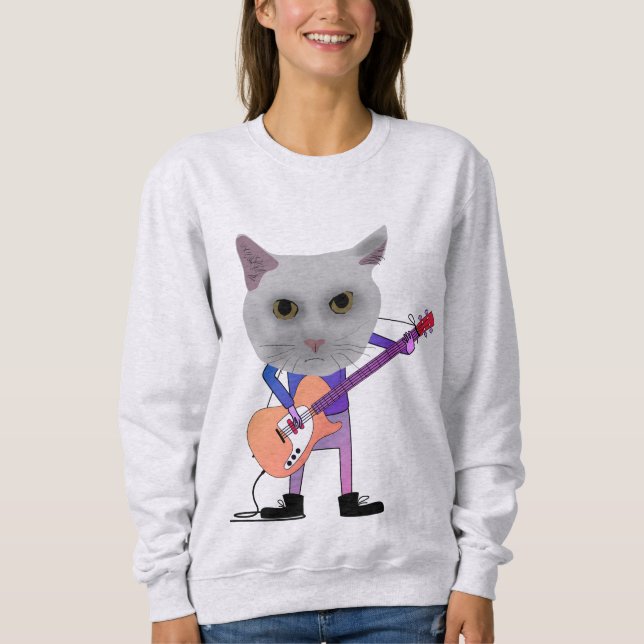 CAT PLAYING ELECTRIC GUITAR T-Shirts (Framsida)