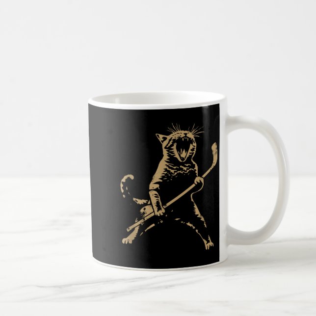 Cat Playing Ice Hockey  Kaffemugg (Höger)