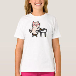 Cat Playing Piano T Shirt