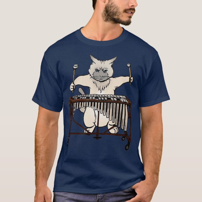 Cat Playing Vibraphone  Jazz Marimba T Shirt (Framsida)