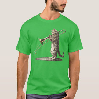 Cat Playingrombone Loverrombonist Music Instrument T Shirt
