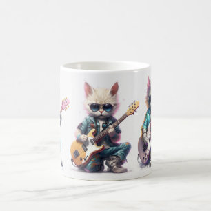 Cat Plays Electro Guitar Kaffemugg