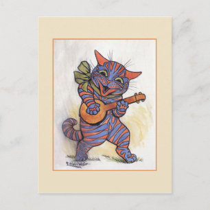 Cat Plays of the Banjo Vykort
