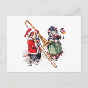Cat Plays Trombone i Snö Vykort