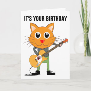 CAT PLAYY GUITAR FÖDELSEDAGSKORT KORT
