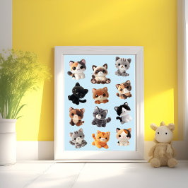 Cat Plush Leksak-samling Fototryck