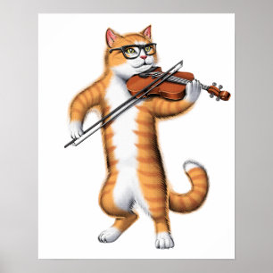 Cat Pluting Violin Poster