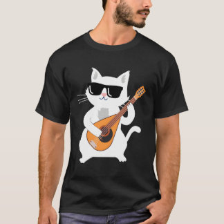 Cat Plututgående Mandolin T Shirt