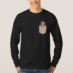 Cat Pocket jul Peeking Kitten Santa Hat Cute T Shirt