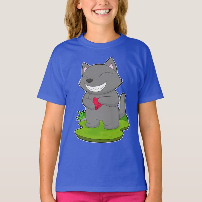 Cat Poker-kort T Shirt (Framsida)