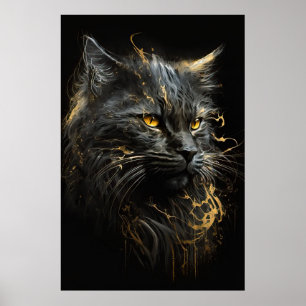 Cat Porträtt Animal Nature Wildlife Vild Spirit Poster