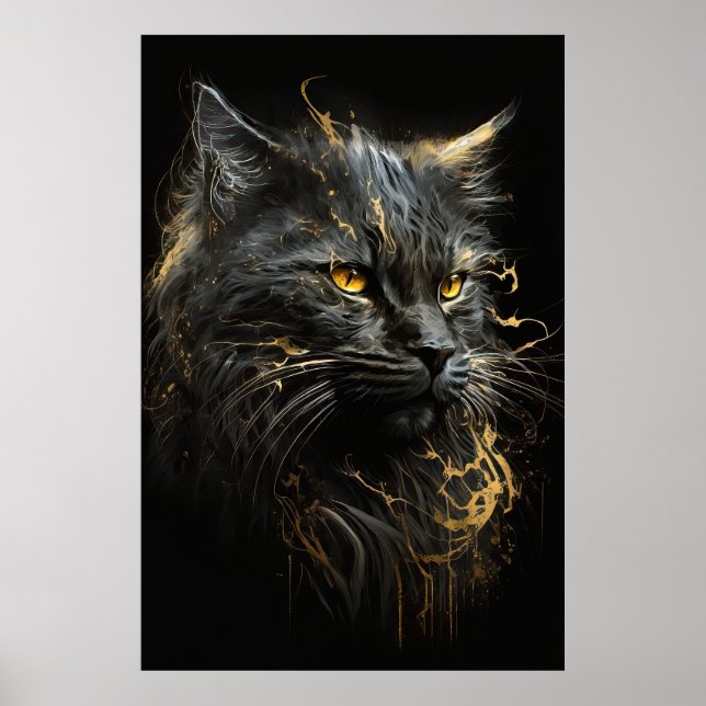 Cat Porträtt Animal Nature Wildlife Vild Spirit Poster (Framsidan)