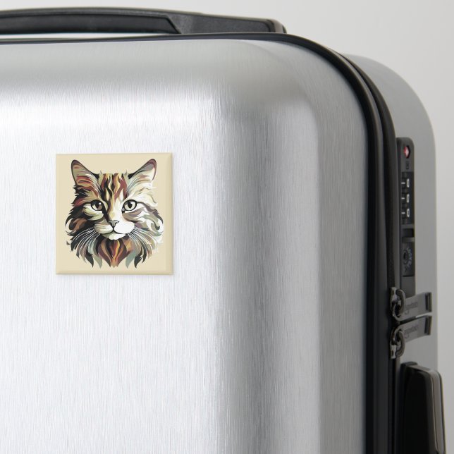 Cat Porträtt Art Design Magnet (In Situ (Luggage))