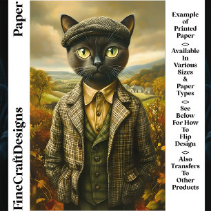 Cat Porträtt i landningsbaserad CM2-skrapbok Pappe