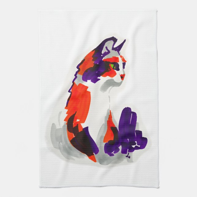 Cat Porträtt - Orange och våld för feta bilder Kökshandduk (Vertikal)