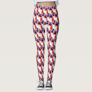 Cat Porträtt - Orange och våld för feta bilder Leggings