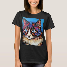 Cat Porträtt Street Art Stil T Shirt