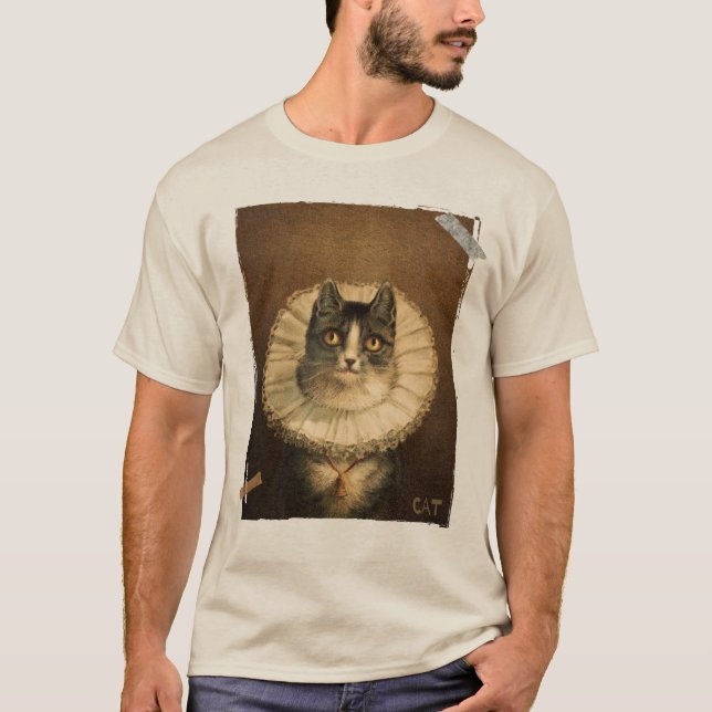 Cat Porträtt T Shirt (Framsida)