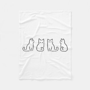 Cat Posate Cat Lover Minimalist Art Fleecefilt