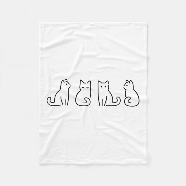 Cat Posate Cat Lover Minimalist Art Fleecefilt (Framsidan)