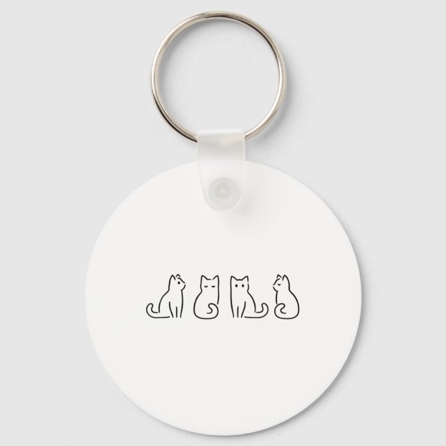 Cat Posate Cat Lover Minimalist Art Nyckelring (Framsida)