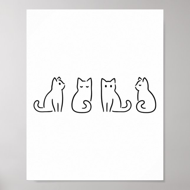 Cat Posate Cat Lover Minimalist Art Poster (Framsidan)