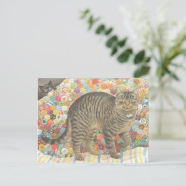 CAT POSTCARD ILLUSTRATION VYKORT