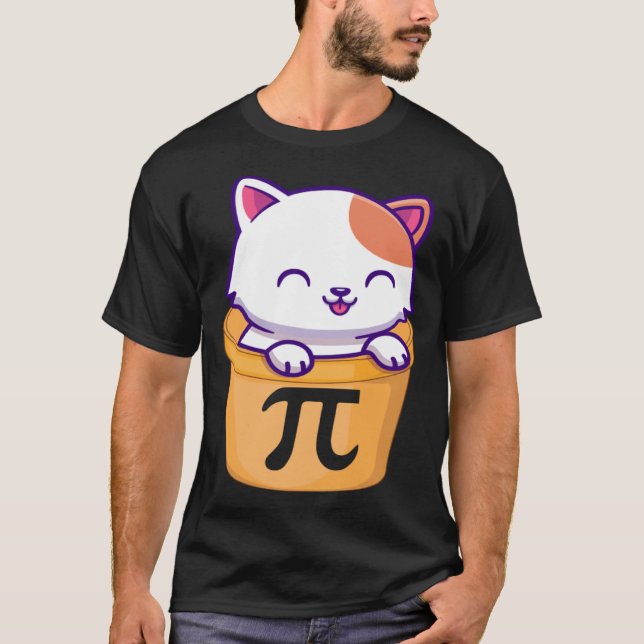 Cat Pot Pi Day Funny Pi Day Kids teacher math Love T Shirt (Framsida)