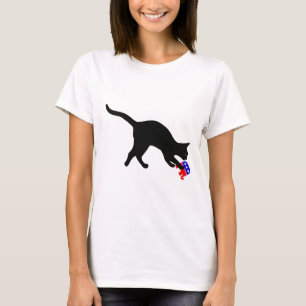 Cat Pounting on Gop Elephant Funny Democat T Shirt