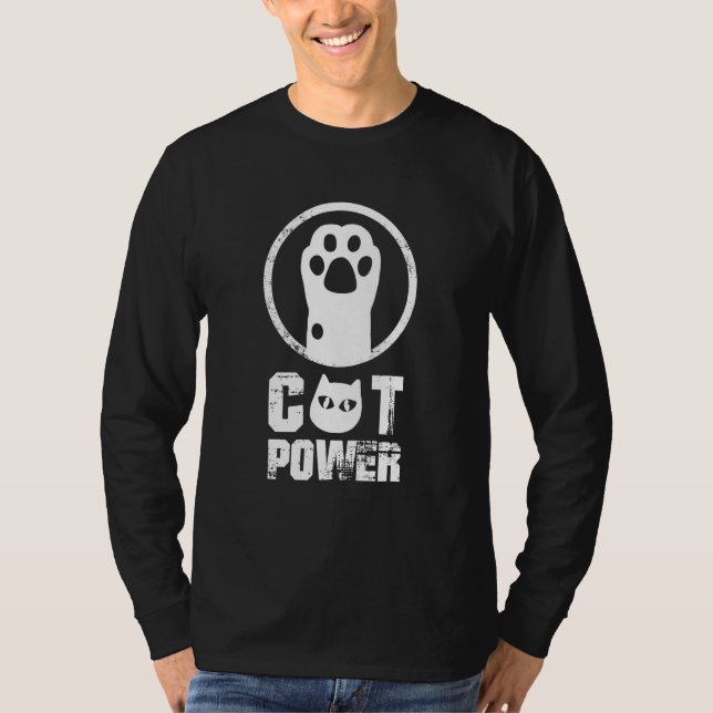Cat Power  Cute Cat Paw Retro T Shirt (Framsida)