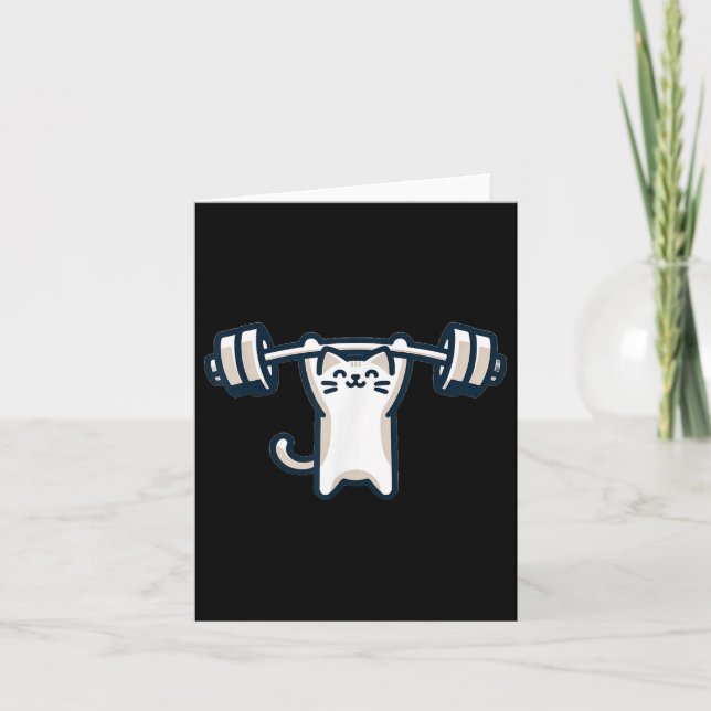 Cat Powerlift Weightlyftning Gym Workout Kort (Framsida)