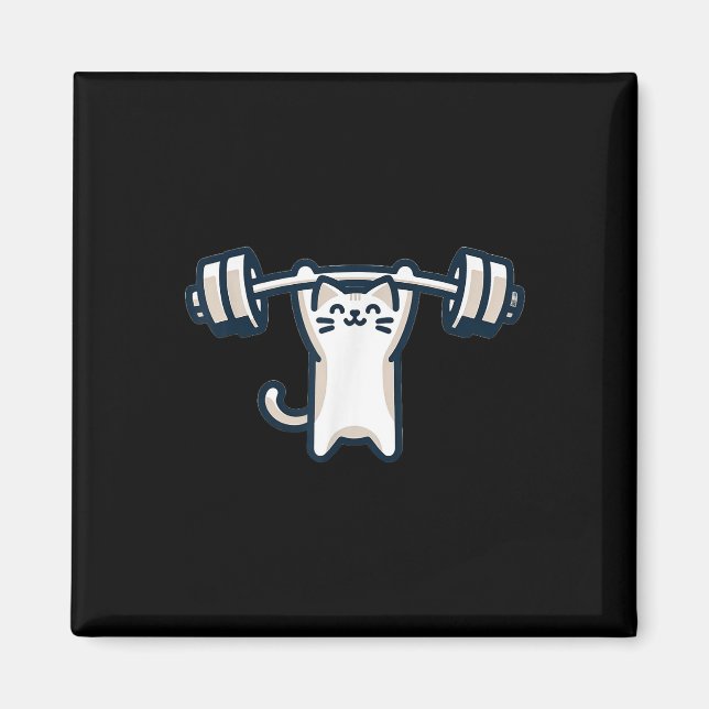 Cat Powerlift Weightlyftning Gym Workout Magnet (Framsidan)