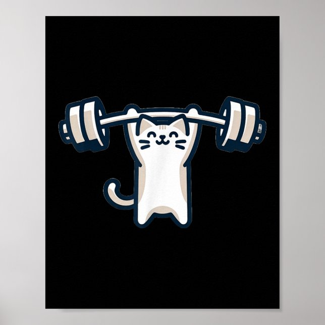 Cat Powerlift Weightlyftning Gym Workout Poster (Framsidan)
