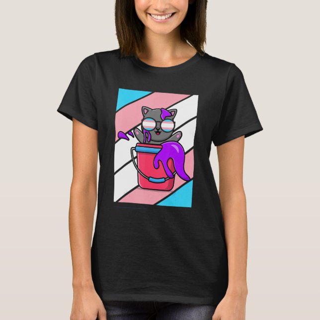 Cat Pride Färg Transgender Flagga Lgbtq Proud Ally T Shirt (Framsida)