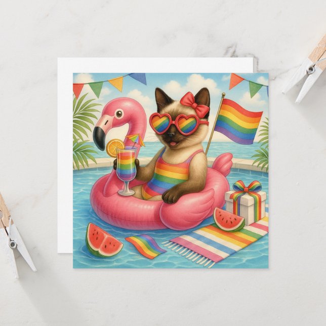 Cat Pride Tassar Cat-inspirerat Pride LGBTQ Inbjudningar (Fram/Back In Situ)