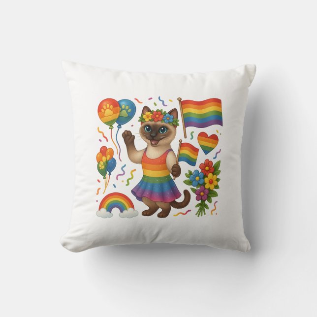 Cat Pride Tassar Cat-inspirerat Pride LGBTQ Kudde (Framsida)