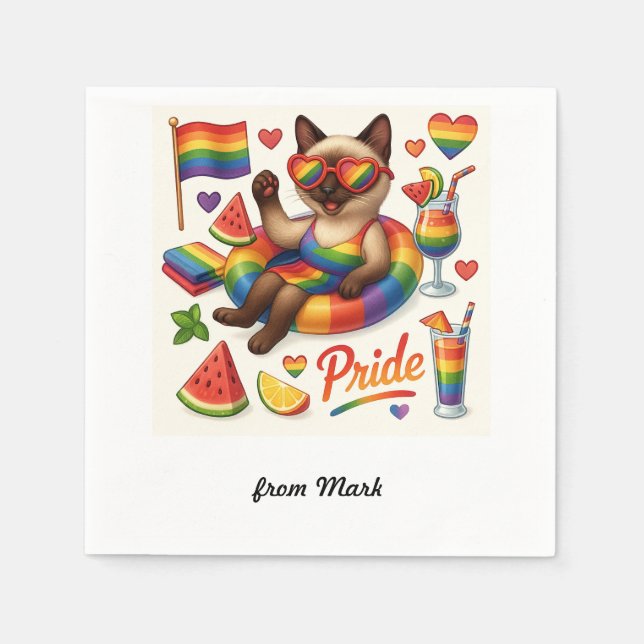 Cat Pride Tassar Cat-inspirerat Pride LGBTQ Pappersservett (Framsidan)