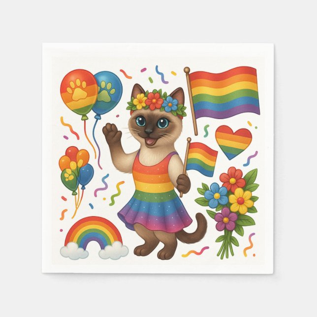 Cat Pride Tassar Cat-inspirerat Pride LGBTQ Pappersservett (Framsidan)
