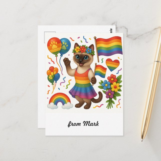 Cat Pride Tassar Cat-inspirerat Pride LGBTQ Vykort (Fram/Back In Situ)