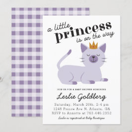Cat Princess Baby Shower Lila Inbjudningar