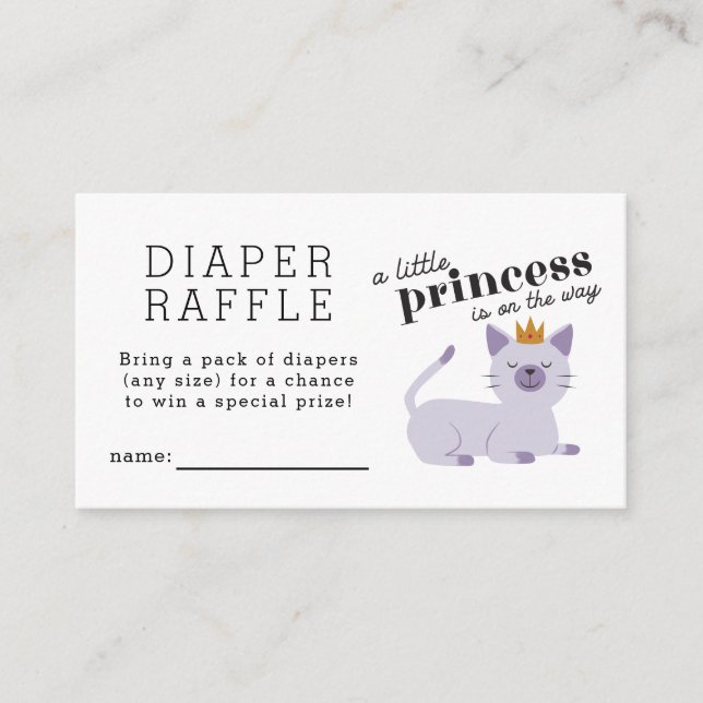 Cat Princess Diaper Raffle Biljett Tilläggskort (Framsida)