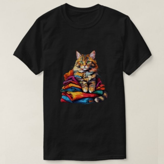 Cat Print Modern Manar svarta T-shirts (Skapare uppladdad)