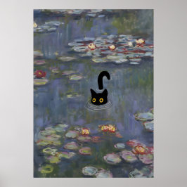Cat Print Monet Vatten Lilies Poster