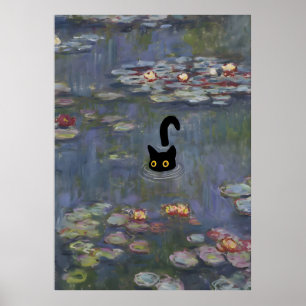Cat Print Monet Vatten Lilies Poster