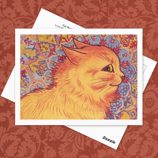 Cat Profile Illustration Louis Wain Vykort (Skapare uppladdad)