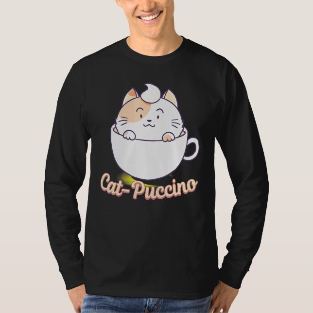 Cat Puccino Cappuccino Cat Kitten Coffee Drink T Shirt (Framsida)