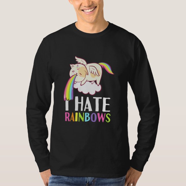 Cat Puke Rainbow Vomit I Hate Rainbows Cute T Shirt (Framsida)