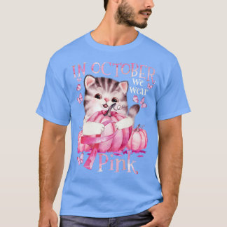 Cat Pumpkin Halloween i oktober Vi Bära Rosa Brea T Shirt