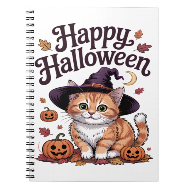 Cat Pumpkin Happy halloween Anteckningsbok (Framsidan)